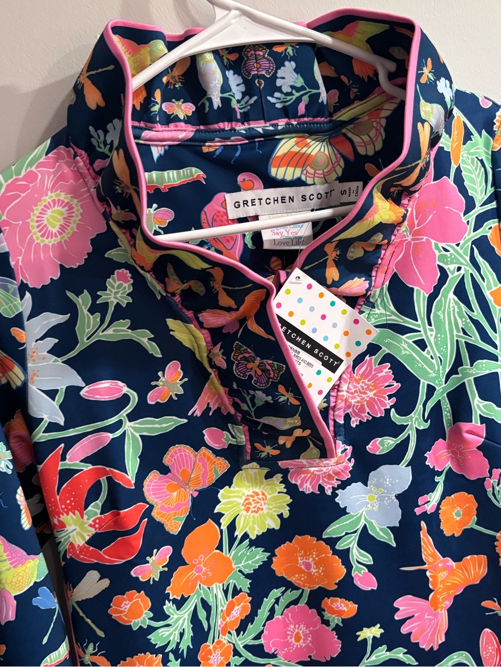 Gretchen Scott Designs Navy Floral Shift Dress with Pink, Orange & Green - Picture 4 of 8